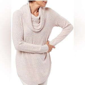 Barefoot Dreams Cozy Chic Coastal Cowl Neck Tunic Sweater - Sand Dune
